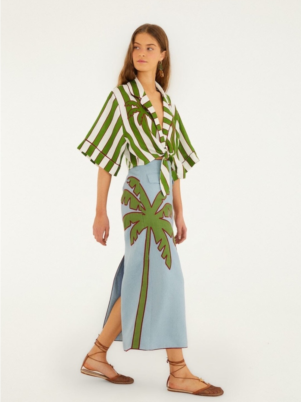 Farm Rio: Blue Embroidered Palm Tree
Euroflax Premium Linen Maxi Skirt